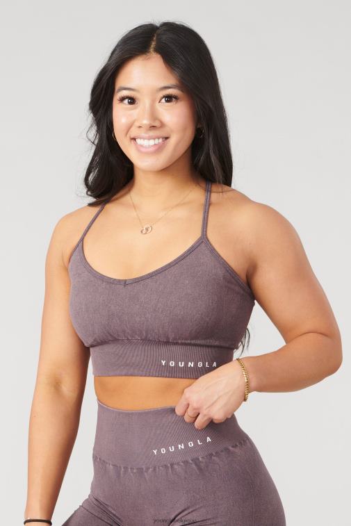 femmes lavage gris w311 soutien-gorge de sport à dos croisé en carbone YoungLA vêtements A004FL1005
