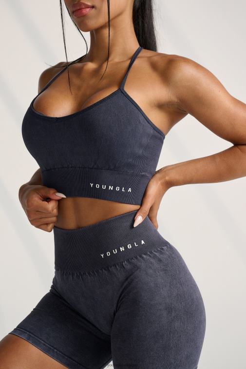 femmes lavage noir w311 soutien-gorge de sport à dos croisé en carbone YoungLA vêtements A004FL1004
