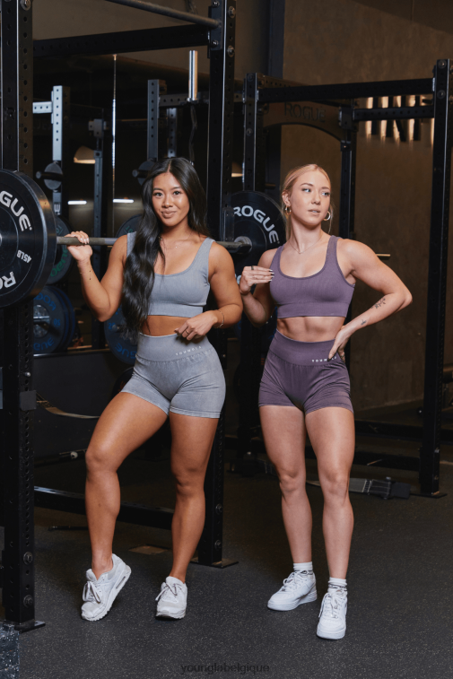 femmes truffe aux prunes soutien-gorge de sport côtelé en carbone w315 YoungLA vêtements A004FL1009