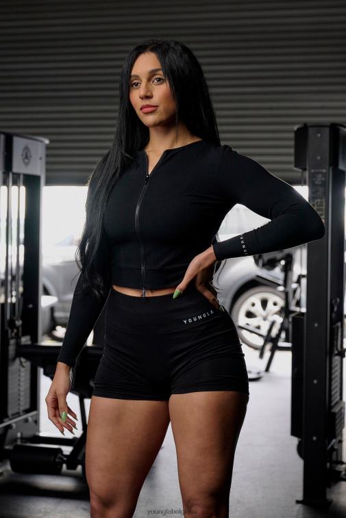 femmes brun w418 manches longues à double fermeture éclair YoungLA vêtements A004FL1037