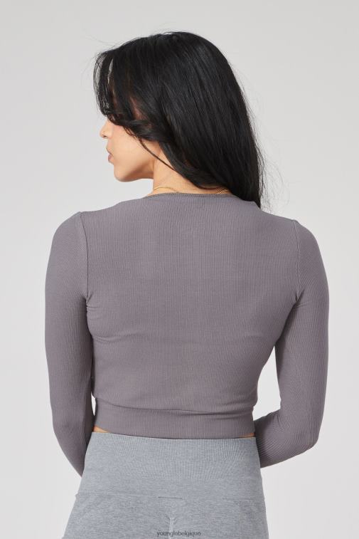 femmes brun w418 manches longues à double fermeture éclair YoungLA vêtements A004FL1037