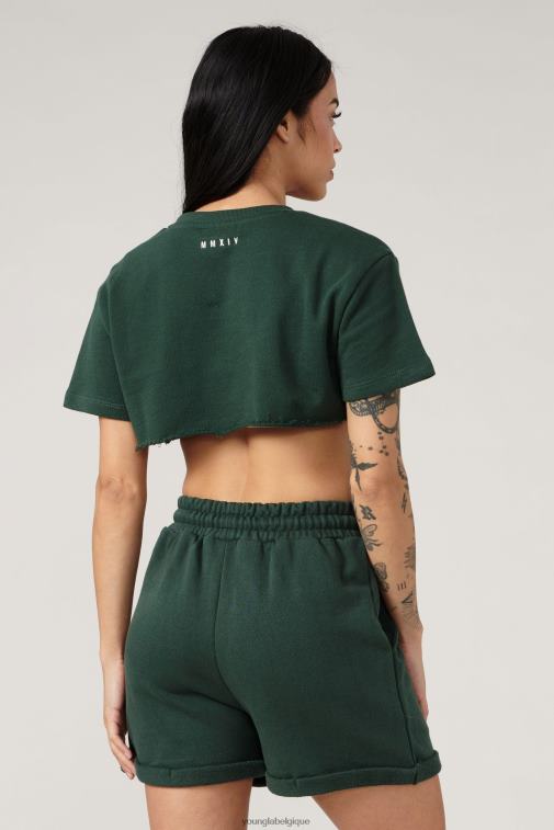femmes forêt verte t-shirt super court w407 YoungLA vêtements A004FL1033