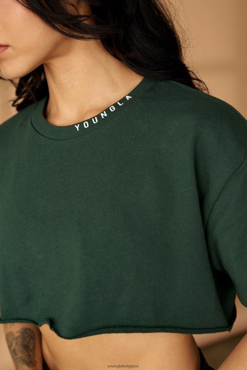 femmes forêt verte t-shirt super court w407 YoungLA vêtements A004FL1033