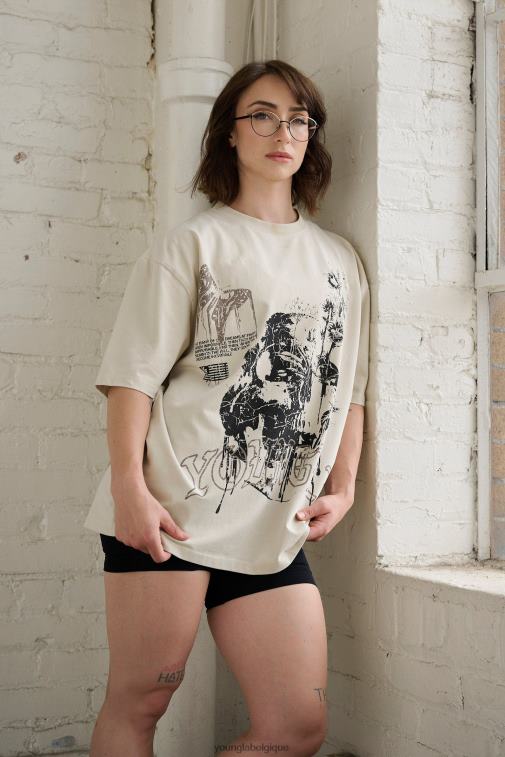 femmes lavis marron w427 t-shirts surdimensionnés fantômes YoungLA vêtements A004FL1029