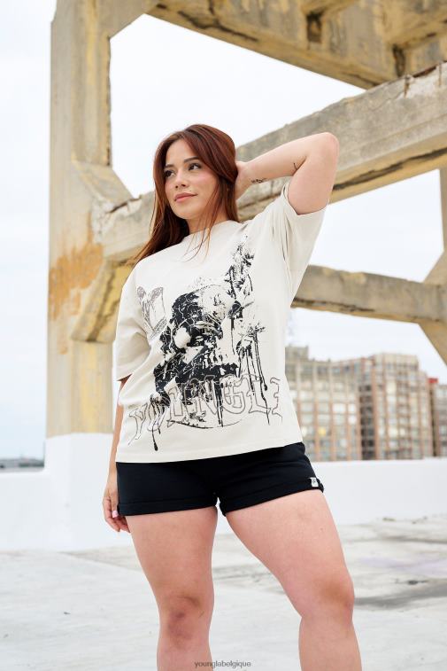 femmes lavis marron w427 t-shirts surdimensionnés fantômes YoungLA vêtements A004FL1029