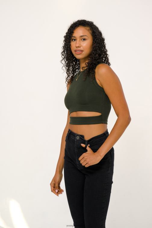 femmes taupe clair débardeur à ceinture w302 YoungLA vêtements A004FL1041