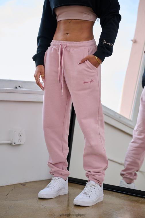 femmes rose poussiéreux w207 - jogger à trois cordes YoungLA vêtements A004FL1135
