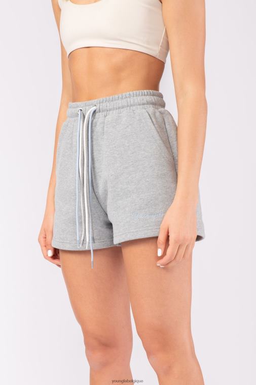 femmes gris chiné w107 short à trois cordes YoungLA vêtements A004FL1087