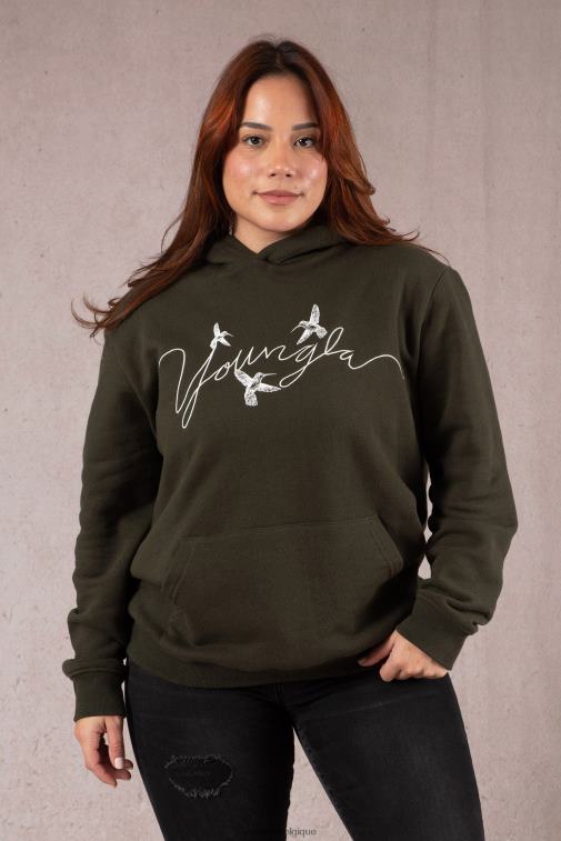femmes bleu ardoise sweat à capuche oversize colibri w509 YoungLA vêtements A004FL1185