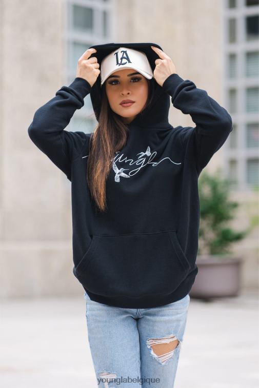 femmes bleu ardoise sweat à capuche oversize colibri w509 YoungLA vêtements A004FL1185