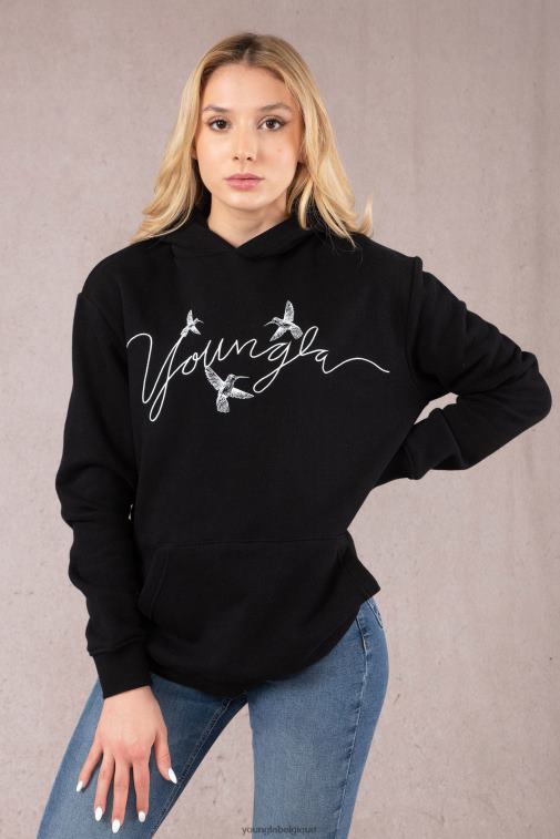 femmes bleu ardoise sweat à capuche oversize colibri w509 YoungLA vêtements A004FL1185