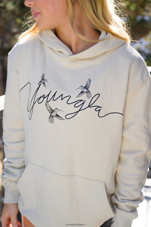 femmes bleu ardoise sweat à capuche oversize colibri w509 YoungLA vêtements A004FL1185