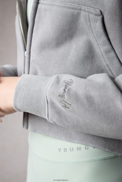 femmes noir sweat à capuche zippé essentiel w503 YoungLA vêtements A004FL1178