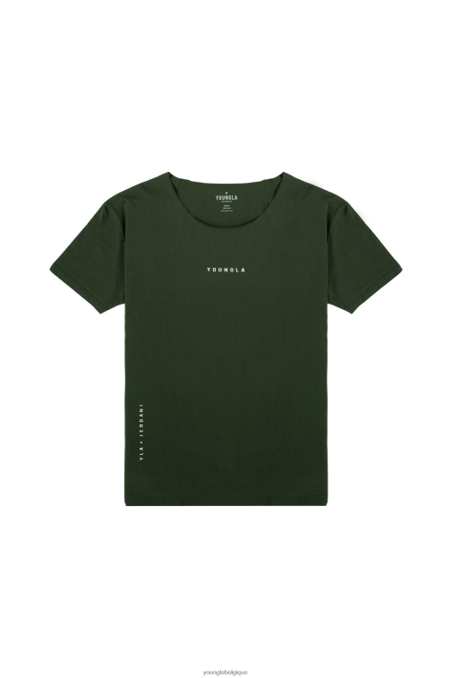 Hommes forêt verte T-shirt coupe brute à col large 447 YoungLA vêtements A004FL233