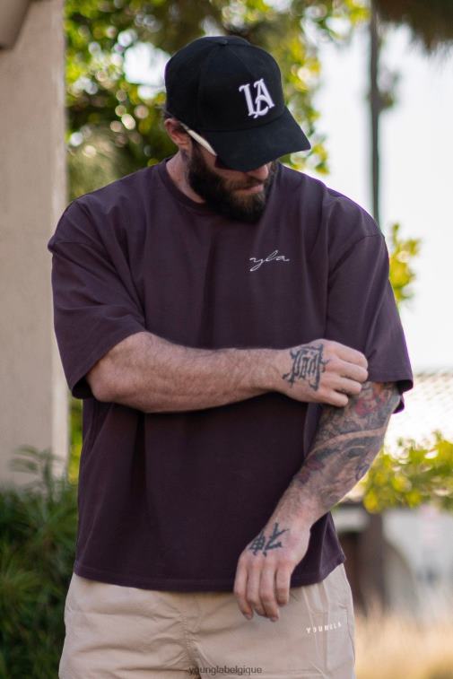 Hommes lavage à la lavande 464 t-shirts de grande taille skyline YoungLA vêtements A004FL276