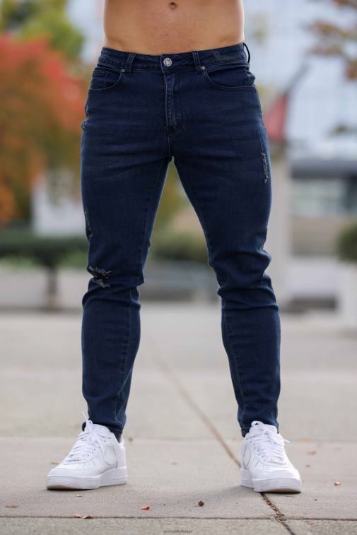 Hommes lavage bleu Jean 607 coupe slim ajustée YoungLA vêtements A004FL747