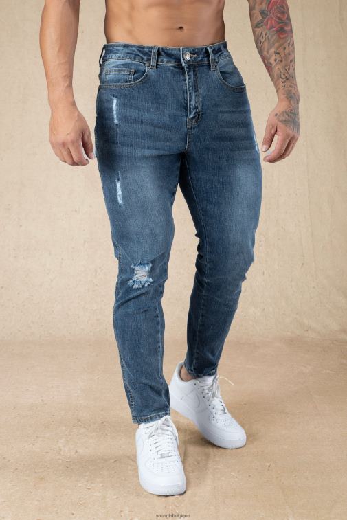 Hommes lavage bleu Jean 607 coupe slim ajustée YoungLA vêtements A004FL747