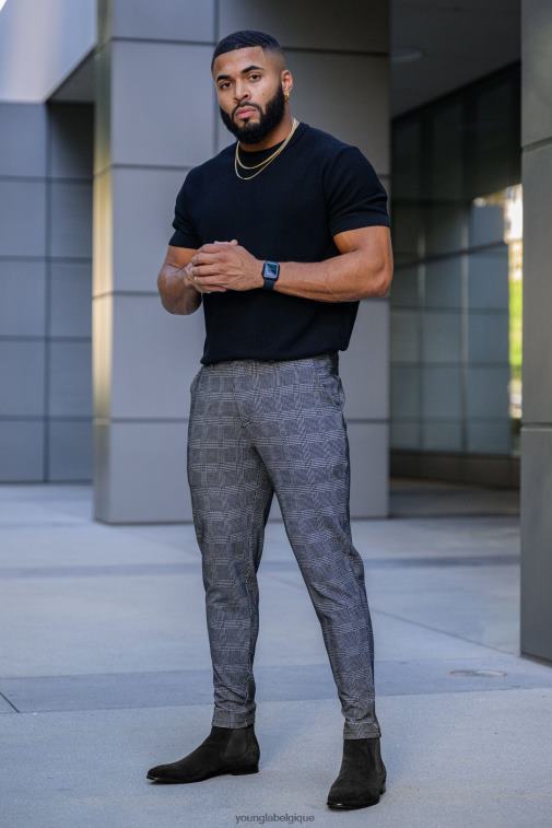 Hommes noir marron 615 nouveaux pantalons habillés YoungLA vêtements A004FL749