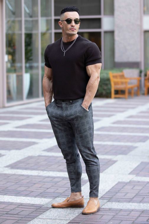 Hommes noir marron 615 nouveaux pantalons habillés YoungLA vêtements A004FL749