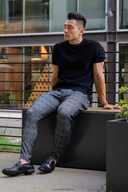 Hommes noir marron 615 nouveaux pantalons habillés YoungLA vêtements A004FL749