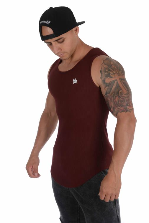 Hommes lavage à l\'acide noir Réservoir nervuré à fond scoop 314 YoungLA vêtements A004FL115