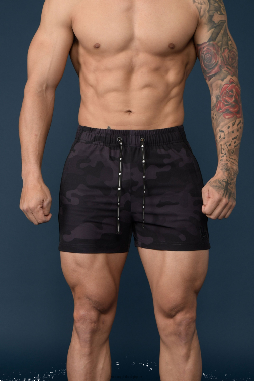 Hommes camouflage noir 101 short de musculation YoungLA vêtements A004FL695