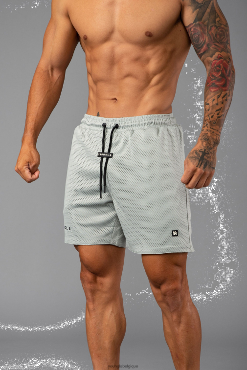 Hommes gris clair 130 shorts de basket indispensables YoungLA vêtements A004FL683