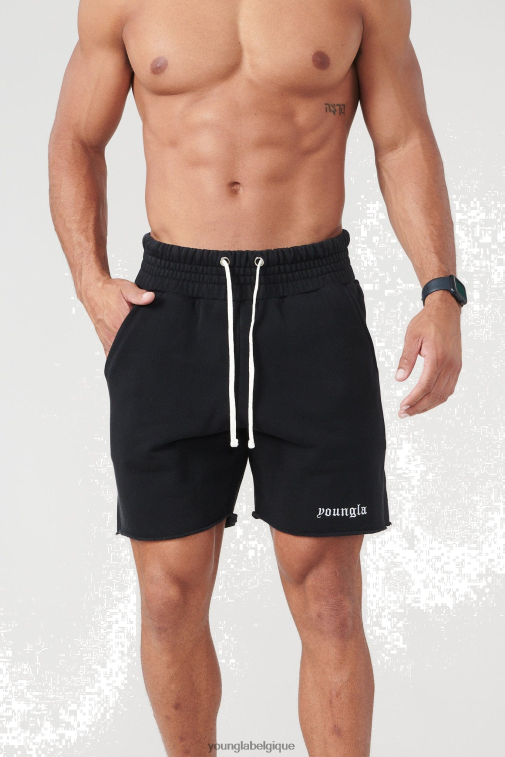 Hommes lavage noir 110 short en éponge san diego YoungLA vêtements A004FL537