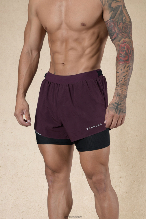 Hommes prune 124 - 6h du matin short de compression YoungLA vêtements A004FL579