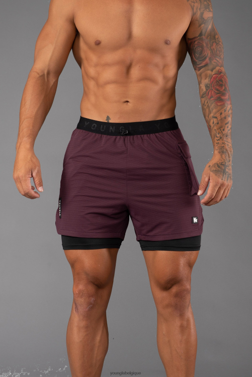 Hommes prune Short de compression de la gamme 121 performance YoungLA vêtements A004FL640